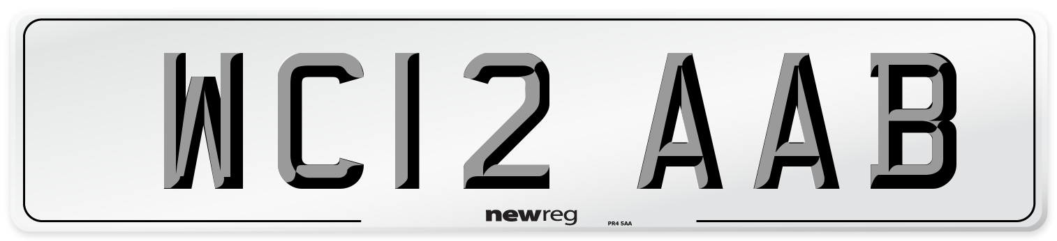 WC12 AAB Number Plate from New Reg